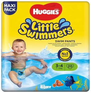 Huggies Little Swimmers Pañales Bañadores para Bebé Talla (3-4), Barreras Anti-Escapes para Una Máxima Protección en el Agua, 20 Pañales Desechables