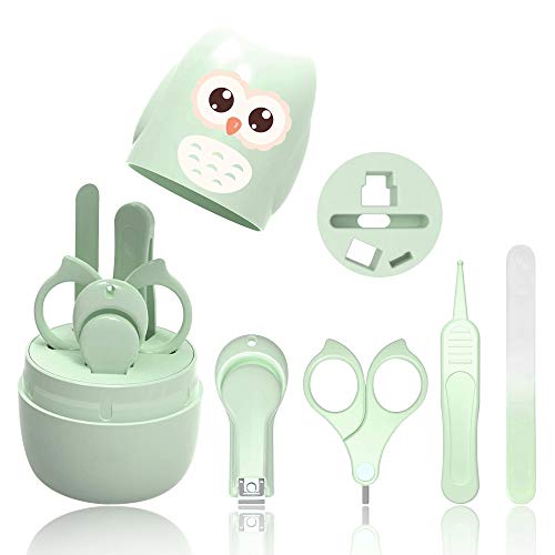 HyAdierTech Juego de cortaúñas para bebé – Juego de pedicura para bebé – Kit de aseo para bebé – Juego de cuidado para guardería con tijera de seguridad + Lima para uñas + Pinzas (verde)