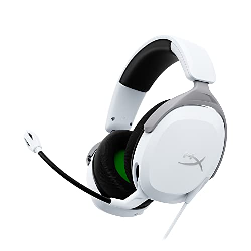HyperX CloudX Stinger 2 Core, Cascos gaming para Xbox One y Series X/S, Drivers de 40 mm y Audio Envolvente, 3.5 mm, Micrófono Plegable con cancelación de ruido, Licencia Oficial Xbox – Blanco/Verde