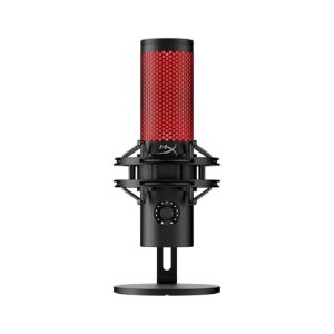 HyperX Quadcast 2 – Micrófono USB para gaming, streaming, podcast, cuatro patrones polares, controles, LED, antivibración, para PC, PS4, PS5 y Mac, Negro y Rojo