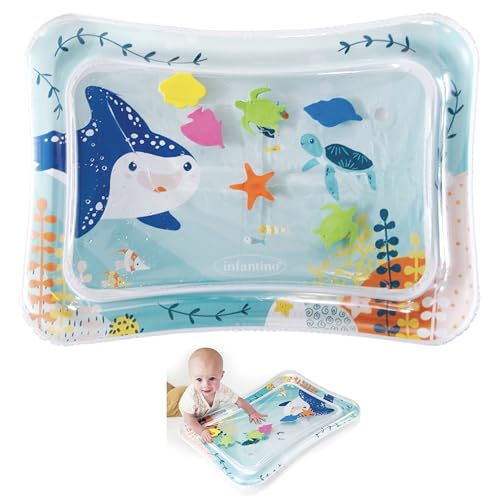 Infantino Jumbo Pat & Play – Tapete de Agua con temática Marina para bebés, soporta el Tiempo Boca Abajo y el Desarrollo de Habilidades motoras, Multicolor, 3 Meses +, 205237-00
