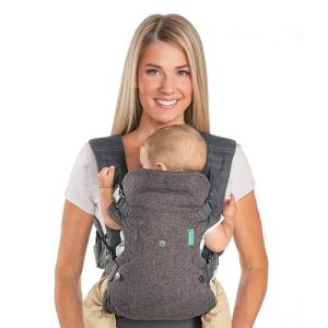 Infantino Mochila Portabebé Flip Advanced 4-en-1, Ergonómica, Convertible, Adaptable a lo Largo de los Años, para Recién Nacidos y Bebés Mayores de 3,6-14,5 kg, Gris