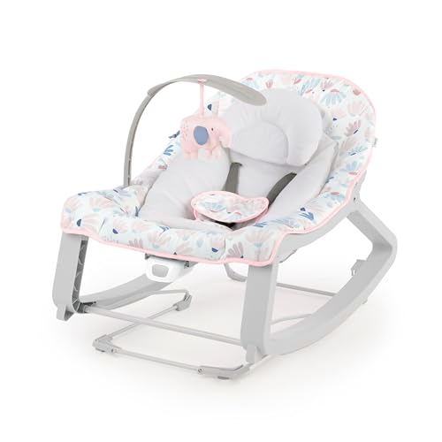 Ingenuity, Hamaca para Bebés 3en1 Keep Cozy, Burst, vibraciones, 3 modos de balanceo (mecedora, balancín o asiento fijo), 2 posiciones de reclinación, arco de juego, de recién nacidos hasta los 18 kg