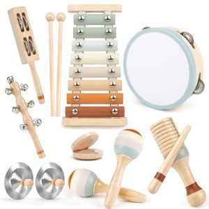 Instrumentos Musicales para Niños Pequeños – Juguetes Musicales de Madera Montessori para Niños de 18M+ a 3 Años, Juguetes de Instrumentos para Niños De Navidad Y Cumpleaños para Niños de18M-3-5