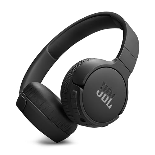 JBL Auriculares Tune 670 NC, auriculares supraaurales inalámbricos ligeros con cancelación de ruido adaptativa, Bluetooth y 70 horas de batería, negro