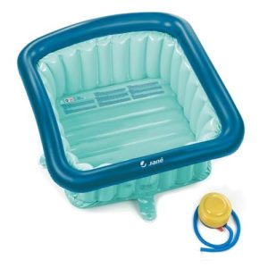 Jané Reductor Plato de Ducha Bebé Hinchable 60×60 cm, Bañera Portátil, 70L, con Ventosas, Tapón Drenaje e Inflador, Azul
