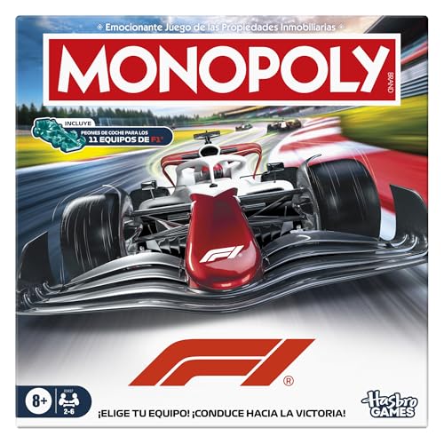 Juego de Mesa Monopoly edición F1 | Juego Formula 1 Oficial | Juegos Familiares para niños, Adolescentes y Adultos | De 2 a 6 Jugadores | 45 Minutos | Edad: 8+ – Versión en español