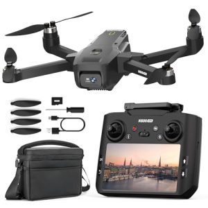 K600GPS Dron con Cámara 1080P, Pantalla FPV de 4.5″, Regreso Automático, Sígueme, Motor sin Escobillas, Quadcopter Plegable para Adultos, Niños y Principiantes, Control por Gestos, 22 Min de Vuelo