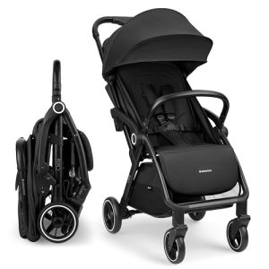 KikkaBoo Silla de Paseo Ligera CIELA, Carrito Bebé Compacto hasta 22 kg, Plegado Automático, Reclinable, Superligero, Tamaño Cabina Avión, Negro