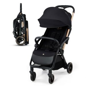 Kinderkraft APINO Silla de Paseo bebé, Carrito, Carro bebé, AUTO FOLDING, Plegado Automático, Posición reclinada, Posición Tumbada, Ligero, 7,5g, Impermeable, Carga Máxima 24 kg, Negro