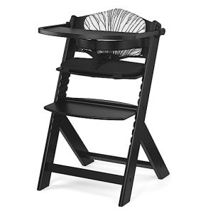 Kinderkraft ENOCK Trona Bebé de Madera, con Cojines, Evolutiva Silla Alta, Ergonómica, Regulable, Negro