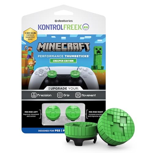 KontrolFreek Minecraft Performance Thumbsticks® – Creeper Editon | PlayStation 5 (PS5) y PlayStation 4 (PS4) | 2 thumbsticks de Altura Media