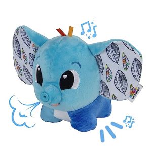 LAMAZE Peluche Musical Elefante Color Azul, Juguete de Peluche, Texturas Divertidas para bebés +0 años, estimulación sensorial, Bizak (L27467)