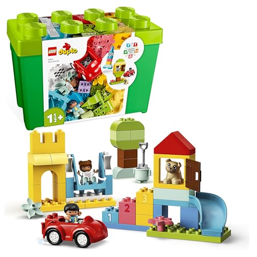 LEGO 10914 Duplo Caja de Ladrillos Deluxe, Juguete Creativo para Niños de 1.5 – 2 Años o Más, Casa de Muñecas, Coche, Perrito y Figuras