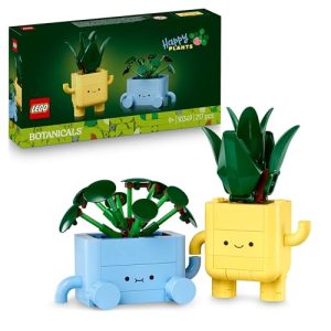 LEGO Botanicals Plantas Felices – Decoración para Estantería y Dormitorio Juvenil – Juguete con 2 Plantas Artificiales de Colores y Caras de Dibujos Animados – Regalo para Niñas de 9+ Años 10349
