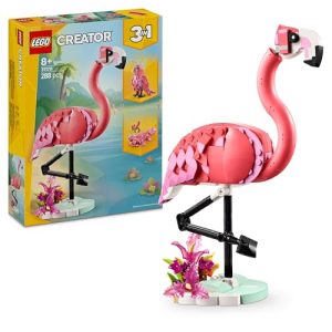 LEGO Creator 3 en 1 Fauna Salvaje: Flamenco Rosa de Juguete – Transformable en Cacatúa o Ajolote – Juego con Figuras Articuladas de Animales – Regalo de Cumpleaños para Niñas y Niños de 8+ Años 31170