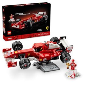 LEGO Icons Ferrari F2004 y Michael Schumacher – Maqueta para Adultos de Coche de F1 – Motor V10 con Minifigura de Piloto Coleccionable – Regalo para Hombres y Mujeres Fans de la Fórmula 1-11375