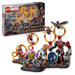LEGO Marvel Batalla Final de Vengadores: Endgame, Juguete de Superhéroes, Figura de Thanos, Meca de Ant-Man y Minifiguras de Iron Man, Capitán América y Black Panther, Regalo para Niños y Niñas 76323