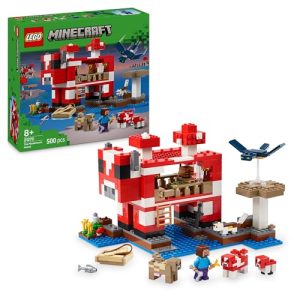LEGO Minecraft La Casa-Champiñaca de Juguete – Kit de Construcción con Figura de Steve, Criaturas, Mesa de Trabajo y Granja de Juguete – Regalo Gamer para Niños y Niñas de 8+ Años 21270