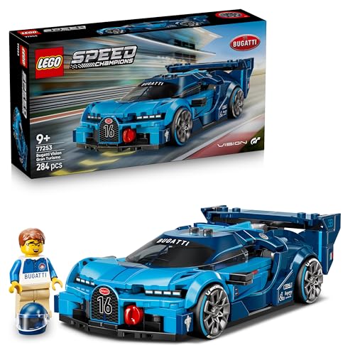 LEGO Speed Champions Coche Hiperdeportivo Bugatti Vision GT – Maqueta de Coche de Carreras de Juguete Coleccionable con Minifigura de Piloto – Regalo para Niños de 9+ Años y Fans del Motor – 77253