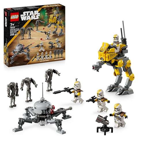 LEGO Star Wars 75431 Pack de Combate: Soldados Clon del 327 Cuerpo Estelar – Juguete de Colección con 4 Minifiguras, 3 Droides y AT-RT – Regalo para Niños de 7+ Años Fans de La Venganza de los Sith