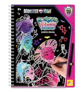 LISCIANI – MONSTER HIGH – Cuaderno de Dibujos para Rascar Monster High – Monster Friend Forever – Para Niños a Partir de 4 Años – 44 Páginas – Lápiz para Rascar Incluido – Multicolor, Oro y Purpurina