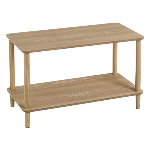 LOLAhome – Mesa de Centro Baja de Madera de Pino Estilo Nórdico Color Beige. Ideal para Salón Frente al Sofá. Medidas 47x40x80 cm. Compacta, Elegante y Funcional