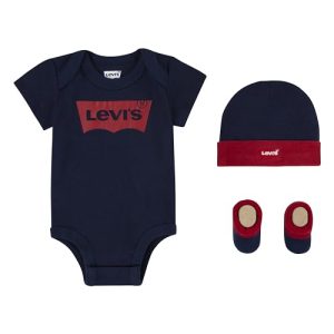 Levi’s Classic batwing infant hat bodysuit bootie set 3pc Bebé-Niños Azul (Dress Blues) 6-12 meses