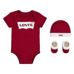 Levi’s Classic batwing infant hat bodysuit bootie set 3pc Bebé-Niños Rojo (Levis Red) 0-6 meses