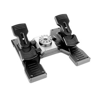 Logitech G Saitek Pro Flight Rudder Pedals, Timón/Pedales para Vuelo y Freno para Simullación de Vuelo, Centrado Automático, Tensión Ajustable, USB, PC – Negro