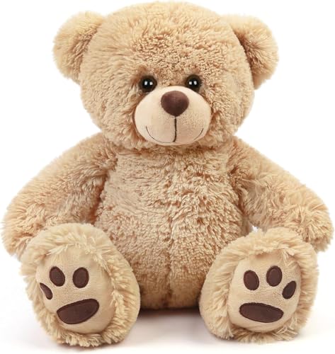 LotFancy Oso de Peluche, Osito de Peluche Mediano 43cm Osito Peluche Suave Teddy Juguetes de Peluche Regalo para Ninos Niñas Cumpleaños San Valentín e Navidad, Marrón Claro