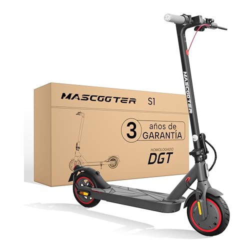 MASCOOTER S1 | Patinete Eléctrico Adultos Homologado DGT – Intermitentes & Regeneración de Batería al Frenar – 300W, 600W MAX, 20km Autonomía, Ruedas 8.5″ Aire – Frenos Eléctricos y de Disco