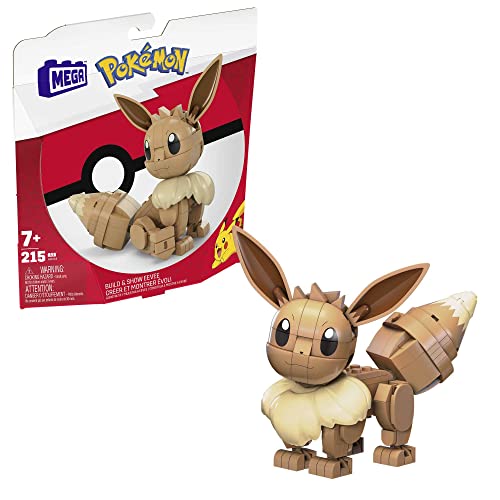 MEGA Construx Pokémon Construye y muestra Eeve Figura de +200 bloques de construcción de juguete para niños +6 años (Mattel HDL84)
