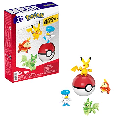 MEGA Construx Pokémon Equipo región Paldea 4 personajes 79 bloques de construcción, juguete +6 años (Mattel HPX92)