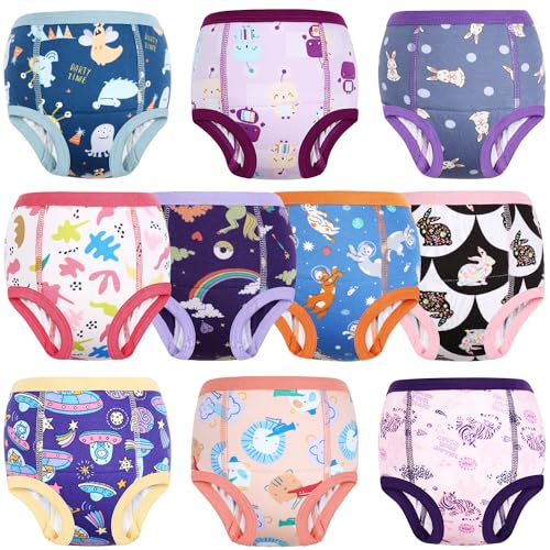 MOEMOE BABY Calzones de entrenamiento, Pantalones de Entrenamiento para bebé, Ropa Interior de Entrenamiento para Niños Y Niñas Pequeños (10 Paquetes) Rosa 3 años