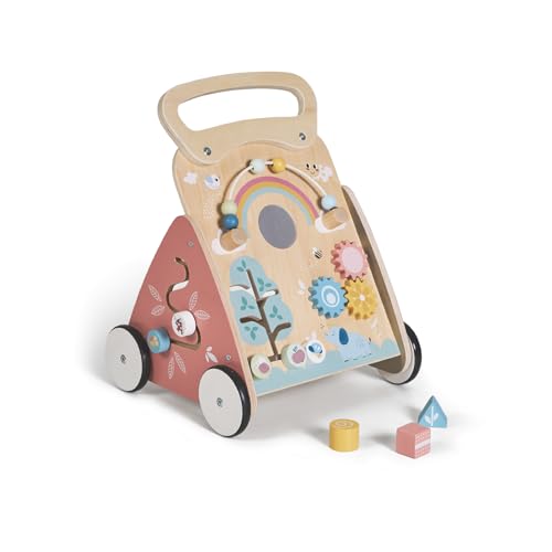 MS BabyWorld – Montessori Mimo – Andador de Madera para Bebé | Correpasillos con Juguetes y Actividades | Para Primeros Pasos | Desde +12 Meses