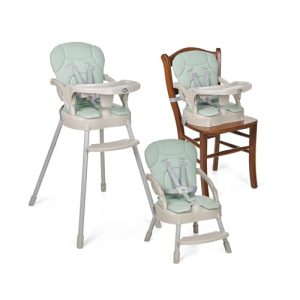 MS – Trona para bebe BELLY Y SPOON – convertible en alzador y en silla- 3 en 1- Trona plegable MS con asiento acolchado (3 COLORES) – Portátil, estable y segura (BELLY VERDE)