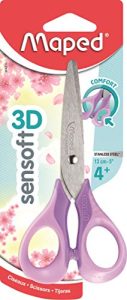 Maped 484291 – Tijeras para niños con anillos flexibles y ergonomía 3D – Tijeras escolares a partir de 4 años – para jardín de infantes y primarios – Color pastel morado