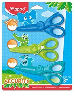 Maped – Tijeras para Niños – Set de Tijeras Infantiles Kidi Craft – Ideales para Aprender a Cortar – Cuchillas Seguras – 3 Diseños con Cortes Diferentes