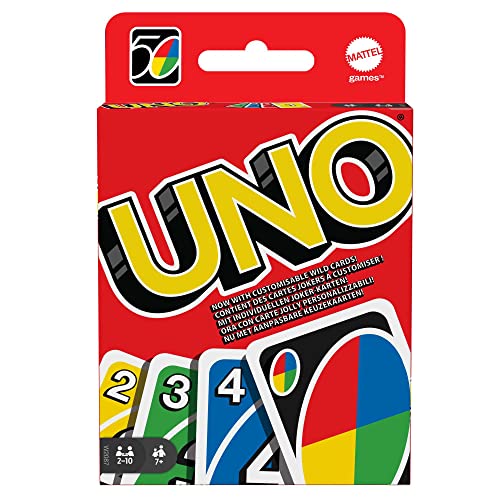 Mattel Games – UNO Original – Juego de Cartas Familiar – Clásico – Baraja Multicolor de 112 Cartas – De 2 a 10 Jugadores – para Niños y Adultos – Regalo para 7+ Años, W2087