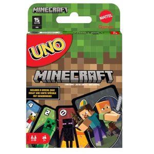 Mattel Games, Juego de Cartas UNO Minecraft, Juego de Mesa para niños a Partir de 7 años (Mattel FPD61)