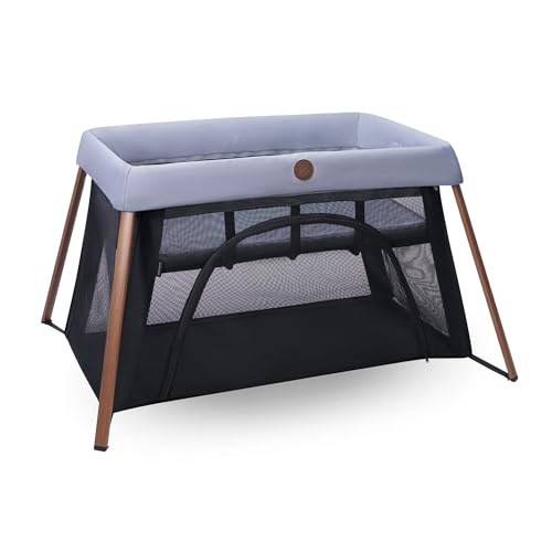 Maxi-Cosi Iris2, 2 en 1 Cuna de Viaje Bebé, de 0 a 3 Años, 0-15 kg, Cuna Bebé, 2 Niveles para Dormir, Ventana Lateral de Entrada, Ligera y Plegable, Colchón Extensible, Eco Care, Essential Grey