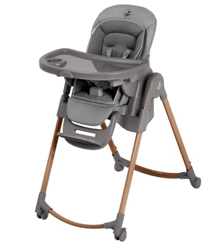 Maxi-Cosi Minla Plus Trona Bebe Evolutiva 6 en 1, 0-14 años, máx. 60 kg, Rotación de la bandeja con una sola mano, 4 Rädern, 9 posiciones altura, 5 posiciones reclinación, Elegance Graphite
