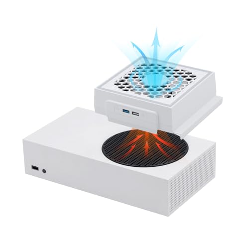 Mcbazel Ventilador de Refrigeración para Xbox Series S, RGB LED, 3 Velocidades Ajustables, Bajo nivel de Ruido, Enfriador Externo con Puertos USB adicionales solo para Consola Xbox Series S