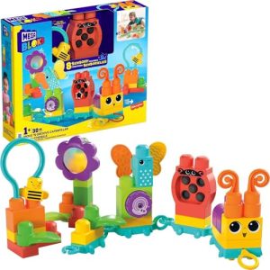 Mega Bloks Tren Oruga 30 Bloques sensoriales de construcción, Juguete +1 año (Mattel HKN44)