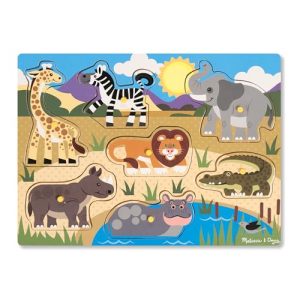 Melissa & Doug – Puzzle Madera De Animales del Safari | Puzzle 2 Años O Más con Clavijas para Fácil Agarre | Juegos Educativos Niños 2 Años O Más O Más | Regalo para Niños Montessori