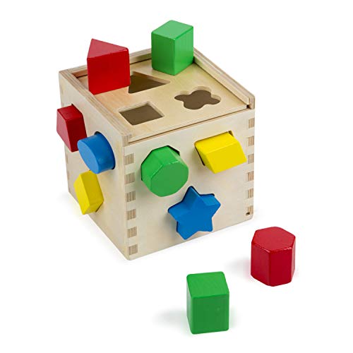 Melissa & Doug – Cubo de Madera para Clasificar Formas, Juego Educativo Infantil con 12 Piezas de Madera de Colores – 6073159 – Juguetes Niños 2 años + – Regalo Niño 2 años + – Montessori