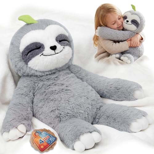 Mewaii Animales de Peluche con Peso de 4 Libras, Bonito Juguete de Peluche con Vientre y extremidades Pesadas para un Abrazo Realista y Alivio del estrés, Regalos de Perezoso