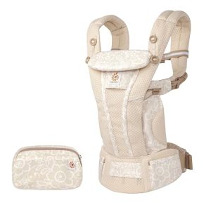 Mochila portabebé Ergobaby Omni Breeze recién nacidos desde su nacimiento hasta que pesan 20kg, portabebé ergonómica de Malla SoftFlex, 4 posiciones para transportar, Cream Flower Lace