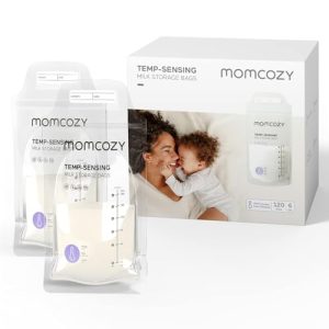 Momcozy 120 Bolsas de Almacenamiento de Leche Materna Con Detección de Temperatura – Desechables, 180ml